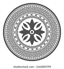 Round meander borders. Circle greek mandala design. Decoration elements patterns. Vector illustration isolated on white background