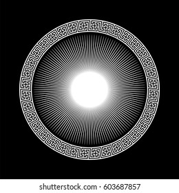 Round meander frames, ancient European pattern, isolated on black, vector illustration