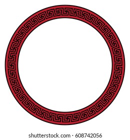 Round meander frames, ancient European pattern, isolated on white, vector illustration