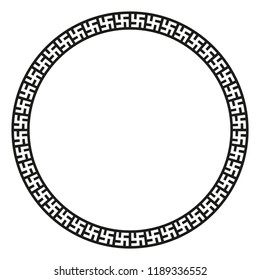 Round meander, Tibetan circular geometric ornament
