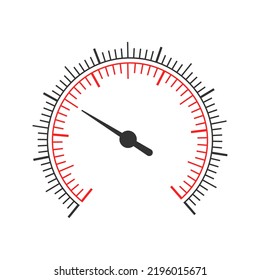 Round measuring scale with arrow. Graphic template for speedometer, pressure meter, gas regulator, fuel level gauge tool isolated on white background. Vector graphic illustration
