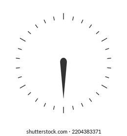 Round measuring scale with arrow. Template of barometer, compass, protractor, circular ruler or navigation tool interface isolated on white background. Vector outline illustration