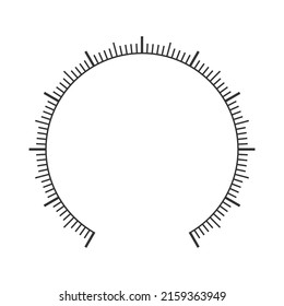 Round Measuring Scale. Pressure Meter, Manometer, Barometer, Speedometer, Tonometer, Thermometer, Navigator Or Indicator Template Isolated On White Background. Vector Graphic Illustration