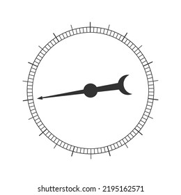 Round Measuring Scale With Rotating Arrow. 360 Degree Template Of Barometer, Compass, Circular Ruler Tool Isolated On White Background. Vector Graphic Illustration