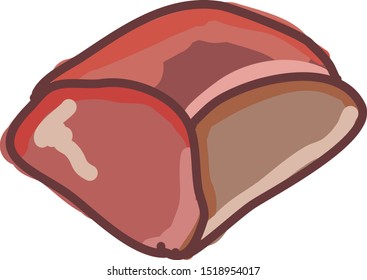 Round meat, illustration, vector on white background.