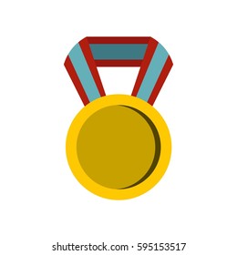 Round medal icon in flat style isolated on white background vector illustration