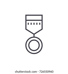 round medal  vector line icon, sign, illustration on background, editable strokes