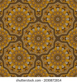 Round medallion vector seamless pattern. Oriental motifs tile print. Japanese traditional seamless ornament. Decorative medallion bandana print graphic design. Wrapping paper ethnic ornament