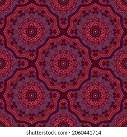 Round medallion vector seamless pattern. Ethnic motifs fabric print. Iranian traditional seamless ornament. Decorative medallion bandana print graphic design. Wrapping paper ethnic ornament