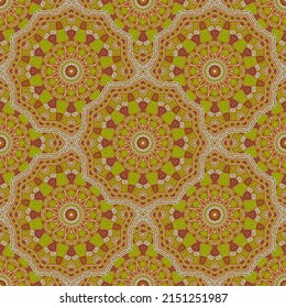 Round medallion vector seamless pattern. Oriental motifs tile print. Middle east traditional seamless ornament. Ornate medallion tile print graphic design. Shawl pattern ethnic ornament.