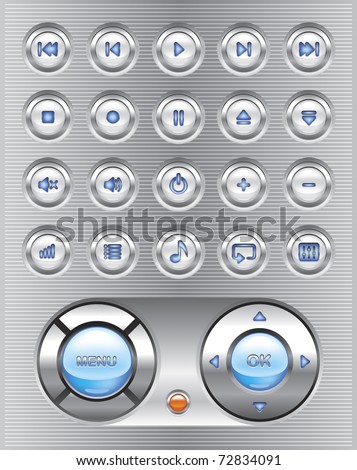 round media player buttons. vector