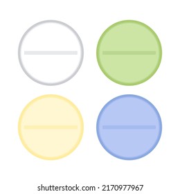 Round medicine pills of various kinds, isolated vector on white background. medicine pills icon.