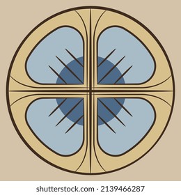 Round medieval Gothic mandala. Christian Catholic holy symbol.