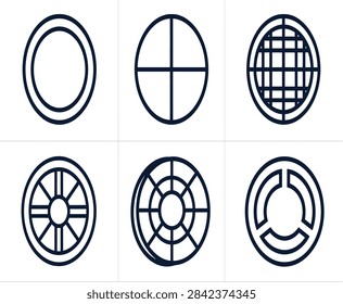 Round metal flanges and pipe flange ring gaskets doodle set vector isolated on white background. Pipe flange, metal flange, flange ring, sealing ring.