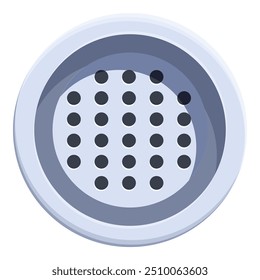 Round metal grater with many holes for grinding spices, top view