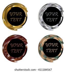 Round metal logos. Vector illustration
