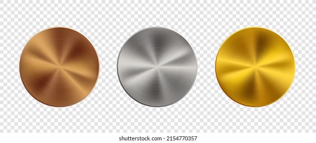 Round Metal Plate With Texture. Template For Coins Or Medal Isolated On Transparent Background. Vector Illustration