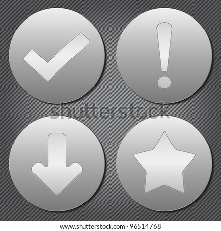 Round metal plates with icons, vector eps10 illustration