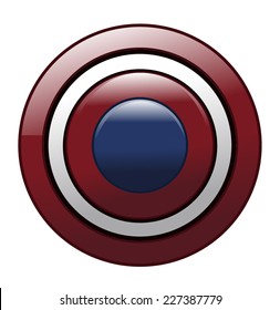 Round Metal Red White and Blue American Shield