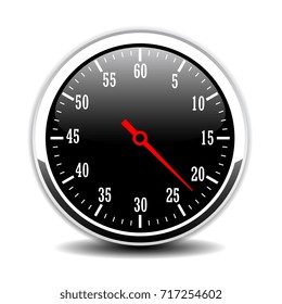 Round metal time counter vector eps icon isolated on white background