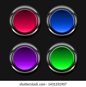 Round metallic buttons icon set