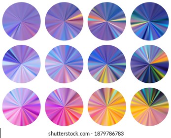 round metallic gradient disk elements vector collection. Isolated soft swatches. Banner metal gradient texture backgrounds. Icon backgrounds material design.