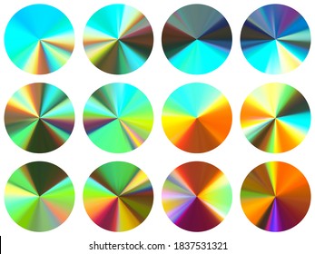 round metallic gradient web elements vector collection. Polished decorative medal shapes. Button metal gradient texture templates. Label backgrounds graphic design.