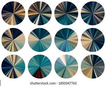 round metallic gradient web elements vector collection. Isolated digital medal shapes. Banner metal gradient texture templates. Icon backgrounds graphic design.