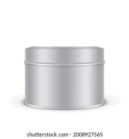 Round Metallic Tin Packaging For Tea, Coffee, Candys. EPS10 Vector