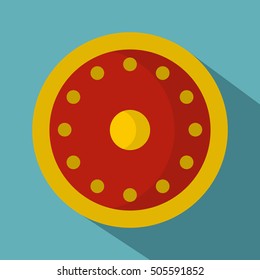 Round military shield icon. Flat illustration of round military shield vector icon for web