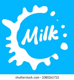 Etiqueta de leche redonda. Desplome de la etiqueta de la leche. Ilustración vectorial.