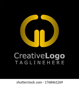 Round minimalist Vector Logo for Business with initials "GD" in gold and Dark background.