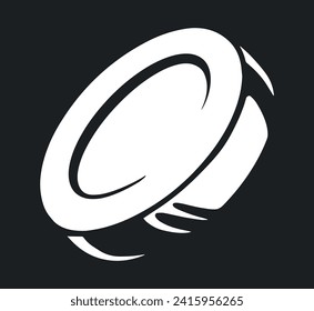 Round minimalistic coin element monochrome for electronic game interface design with player money account counter vector illustration