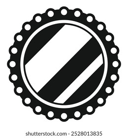 Round mirror with balls reflecting three black stripes icon in simple style isolated on white background