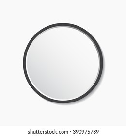 Round mirror with frame, vector illustration