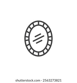 Round Mirror line icon. linear style sign for mobile concept and web design. Wall mirror outline vector icon. Symbol, logo illustration. Vector graphics