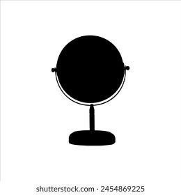 Round mirror silhouette isolated on white background. Mirror icon vector illustration.