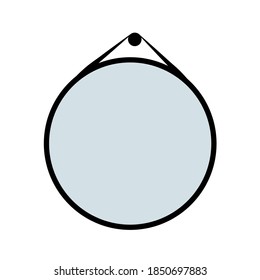 Round mirror vector illustration. Hand drawn hanging mirror isolated on white background. Vector stock illustration.