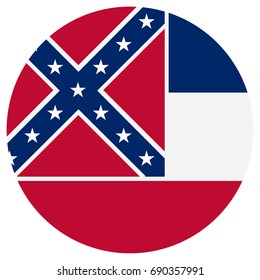Round Mississippi state flag vector icon isolated on white background. USA Mississippi  state flag button