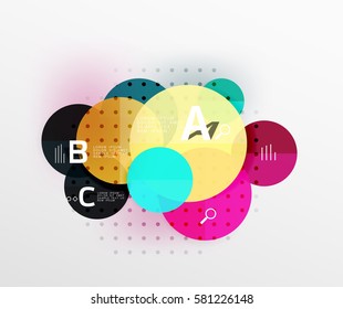 Round modern circle option infographic diagram. Vector template background for workflow layout, diagram, number options or web design