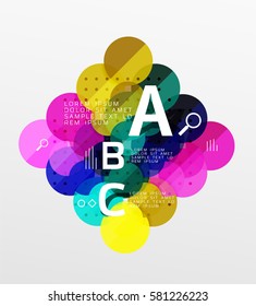 Rund modernes Kreisdiagramm mit Infografik. Vektorvorlagenhintergrund für das Workflowlayout, -diagramm, -nummeroptionen oder Webdesign