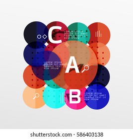Diagrama de infografía de la opción de círculo moderno redondeado. Fondo de plantilla de vector para diseño de flujo de trabajo, diagrama, opciones de número o diseño web