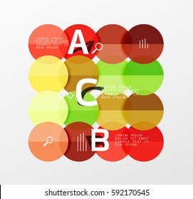 Diagrama de infografía de la opción de círculo moderno redondeado. Fondo de plantilla de vector para diseño de flujo de trabajo, diagrama, opciones de número o diseño web