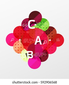 Diagrama de infografía de la opción de círculo moderno redondeado. Fondo de plantilla de vector para diseño de flujo de trabajo, diagrama, opciones de número o diseño web