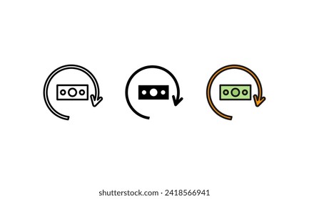 
round money back refund investment icon, financial repeat arrow. Live Vector icon line, black and colorful style on white background
