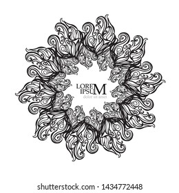 Round monochrome abstraction pattern. Vector illustration