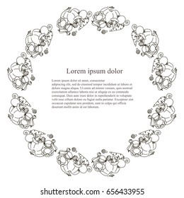 Round monochrome background with line style vegetable, Lorem ipsum stock vector illustration