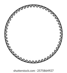 Round monochrome classic greek frame. Greek wave meander. Circle european border. Patterns of Greece and ancient Rome. For card, invitation, textile, engraving, wooden carving, embroidery, porcelain