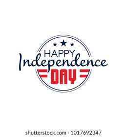 Round monochrome emblem of USA with text happy independence day. 4th of July. National holiday icon. Flat vector design for invitation card, poster or sticker