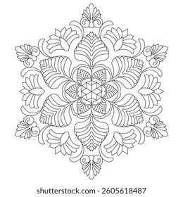 Round monochrome mandala coloring book page. Easy Mandala Coloring Book Pages for Adults to Relax, Experiences Give Relief. Resizeable Vector File